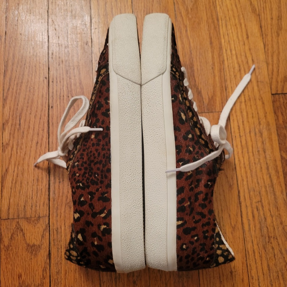 Madewell Sidewalk Leopard Print Calf Hair Sneakers Lace Up Low Top Shoes - Picture 7 of 8